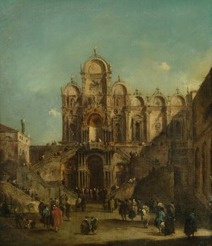 View Of Campo San Zanipolo With The Loggia Erected On The Occasion Of The Blessing Of Pope Pius Vi by Francesco Guardi Oil Painting