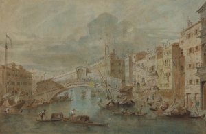 View of the Rialto Bridge, Venice by Francesco Guardi Oil Painting