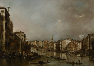 View up the Grand Canal toward the Rialto by Francesco Guardi Oil Painting