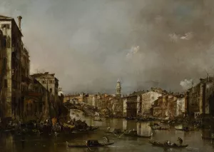 View up the Grand Canal toward the Rialto by Francesco Guardi Oil Painting