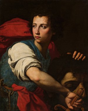 David with Goliath's Head by Francesco Guarino Oil Painting