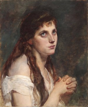 Madchen mit gefalteten Handen by Francesco Hayez Oil Painting