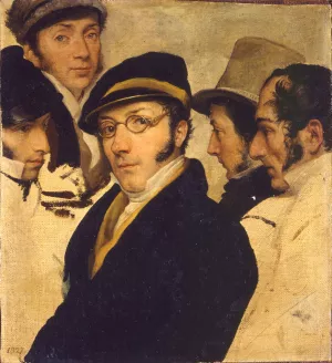 Self Portrait in a Group of Friends by Francesco Hayez Self Portrait in a Group of Friends by Francesco Hayez Oil Painting