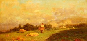 Gathering Sticks by Francesco Lojacono Oil Painting