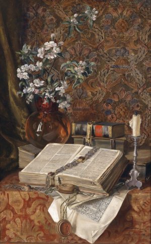 Stillleben Mit Folianten by Francesco Malacrea Oil Painting