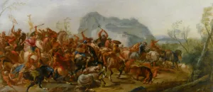 A Battle Between Scipio Africanus and the Carthaginians by Francesco Maria Raineri Oil Painting