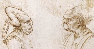 Two Grotesque Heads by Francesco Melzi Oil Painting