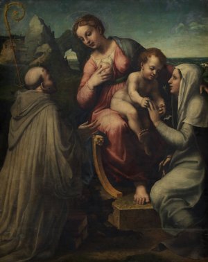 The Madonna and Child with Saints by Francesco Menzocchi Oil Painting