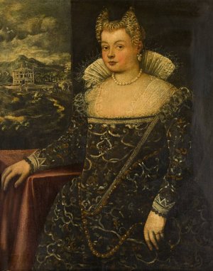 Portrait of a lady, traditionally identified as Rita Bellesi by Francesco Montemezzano Oil Painting