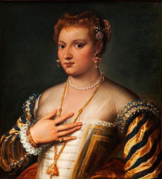 Portrait of a young Venetian woman by Francesco Montemezzano - Hand-Painted Oil Painting Reproduction