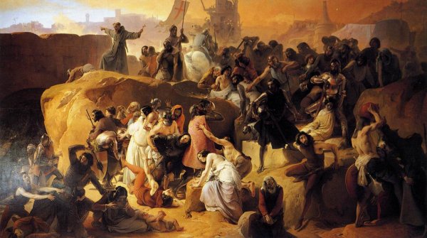 Crusaders Thirsting near Jerusalem by Francesco Paolo Hayez - Hand-Painted Oil Painting Reproduction