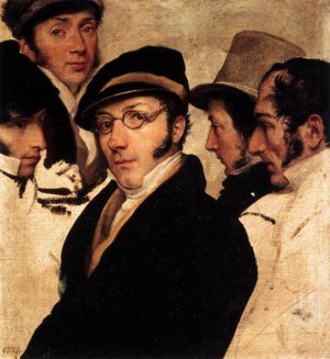 Self-Portrait in a Group of Friends by Francesco Paolo Hayez Oil Painting