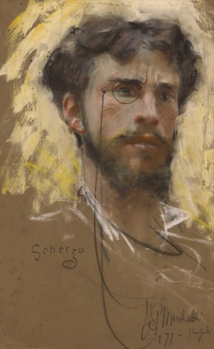 Self-Portrait by Francesco Paolo Michetti Oil Painting