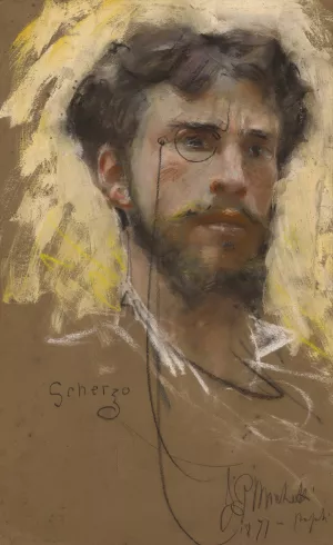 Self-Portrait by Francesco Paolo Michetti Oil Painting