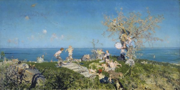 Springtime and Love  by Francesco Paolo Michetti - Hand-Painted Oil Painting Reproduction