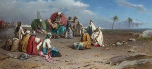 An Algerian Caravan At Rest by Francesco Peluso Oil Painting