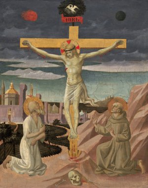The Crucifixion with Saint Jerome and Saint Francis by Francesco Pesellino Oil Painting