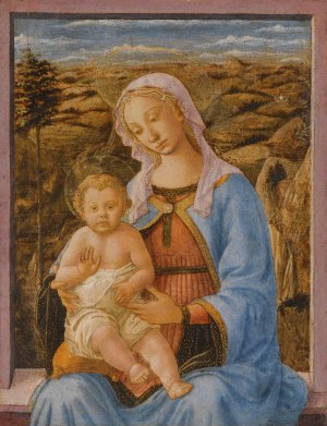 The Madonna And Child Seated On A Window Ledge, A Landscape Beyond by Francesco Pesellino Oil Painting