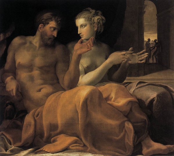 Ulysses and Penelope by Francesco Primaticcio - Hand-Painted Oil Painting Reproduction