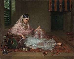 Muslim Lady Reclining by Francesco Renaldi Oil Painting