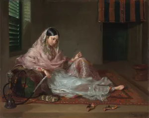 Muslim Lady Reclining by Francesco Renaldi Oil Painting