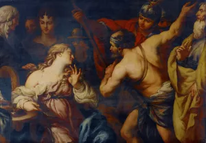 Semiramis called to arms by Francesco Rosa Oil Painting