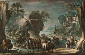 Soldiers Crossing A River by Francesco Simonini Oil Painting