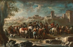 Soldiers In A Landscape by Francesco Simonini Oil Painting