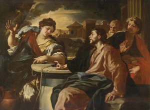 Christ And The Woman Of Samaria by Francesco Solimena Oil Painting