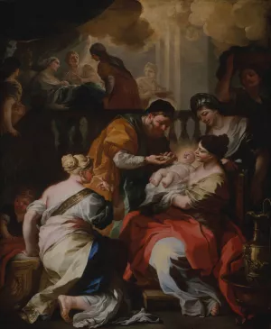 The Birth of the Virgin by Francesco Solimena Oil Painting