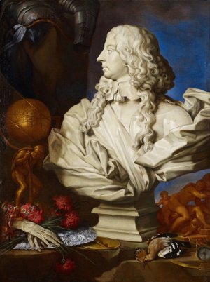 Allegorical Still Life with Bernini's Bust of Francis I d'Este by Francesco Stringa Oil Painting