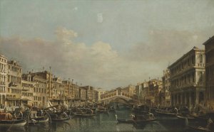 The Grand Canal with the Rialto Bridge from the South by Francesco Tironi Oil Painting