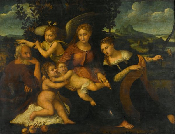Main Product Photo of Holy Family with Saint Catherine  Painting by Francesco Torbido