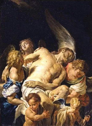Dead Christ Supported by Angels by Francesco Trevisani Oil Painting