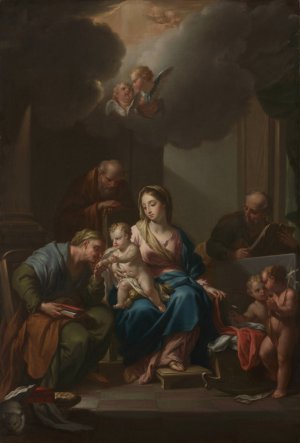 Presentation Sketch for 'The Holy Family with Saints Anne, Joachim, and John the Baptist' by Francesco Trevisani Oil Painting