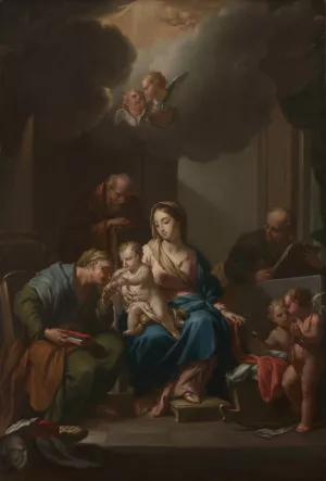 Presentation Sketch for 'The Holy Family with Saints Anne, Joachim, and John the Baptist' by Francesco Trevisani Oil Painting