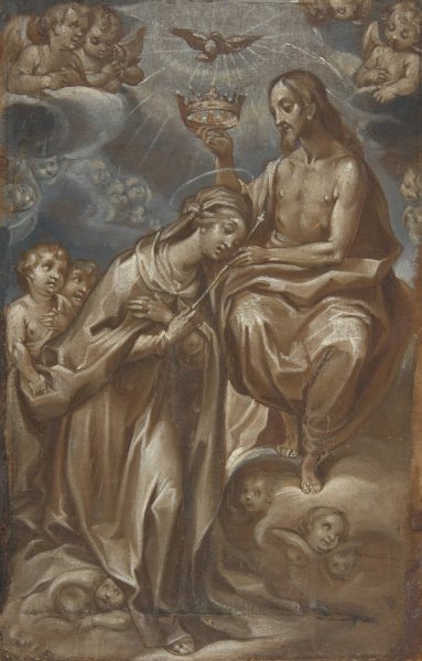 The Coronation of the Virgin  by Francesco Vanni - Hand-Painted Oil Painting Reproduction