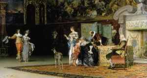 Grandmothers Visit by Francesco Vinea - Oil Painting Reproduction