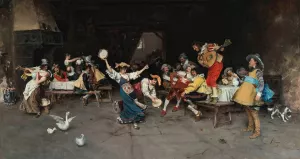 Italian Dance Party by Francesco Vinea Oil Painting