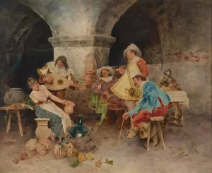 Serenade In The Tavern by Francesco Vinea Oil Painting