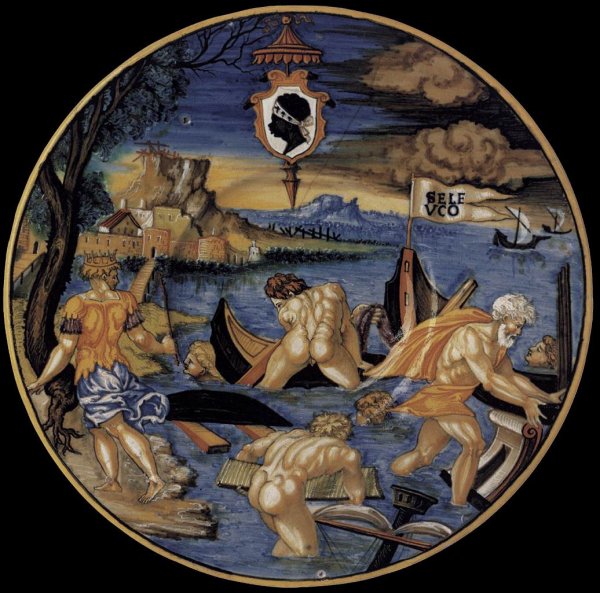 Plate with the Sinking of the Fleet of Seleucus by Francesco Xanto Avelli - Hand-Painted Oil Painting Reproduction