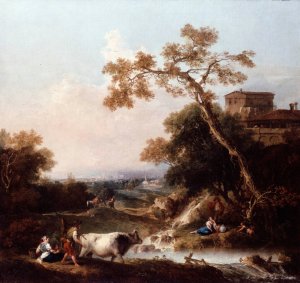 Landscape by Francesco Zuccarelli Oil Painting