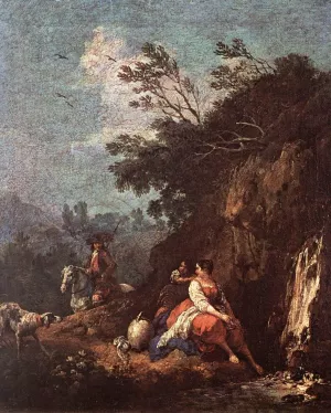 Landscape with a Rider by Francesco Zuccarelli - Oil Painting Reproduction