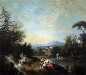 Landscape with Girls at the River painting by Francesco Zuccarelli
