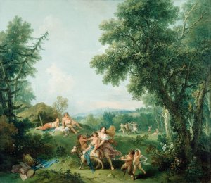Landscape With The Education of Bacchus by Francesco Zuccarelli Oil Painting