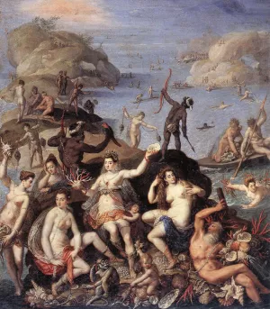 The Coral Fishers Detail painting by Francesco Zucchi