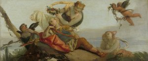 The Sleeping Rinaldo Crowned with Flowers by Armida by Francesco Zugno Oil Painting