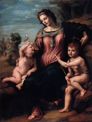 Madonna with Child and the Young St John by Franciabigio Oil Painting