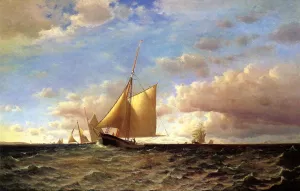 After the Equinotial, off Sandy Hook painting by Francis A. Silva