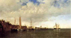 An Old Town by the Sea, Glouceser Harbor by Francis A. Silva - Oil Painting Reproduction